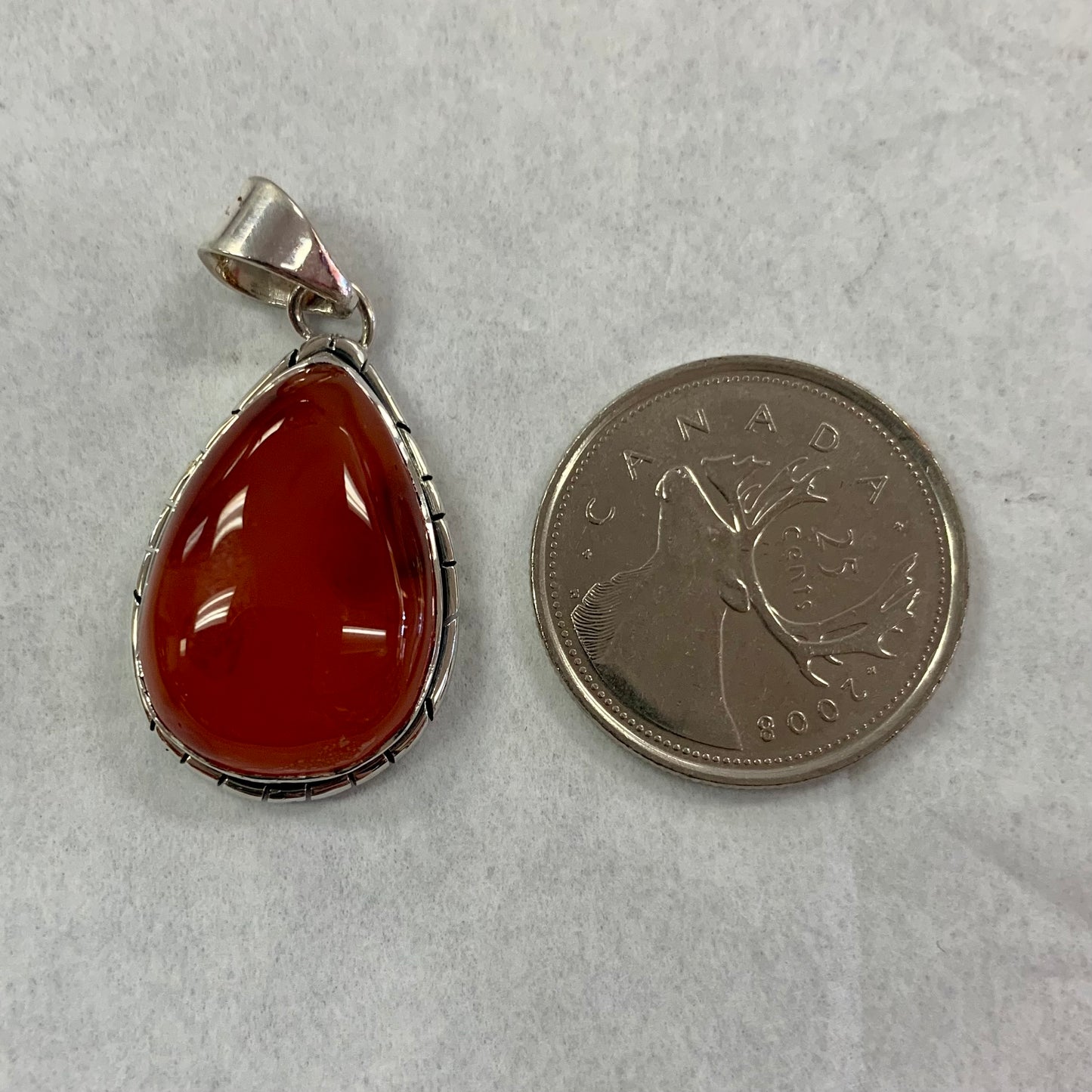 Teardrop Carnelian Pendant in Silver
