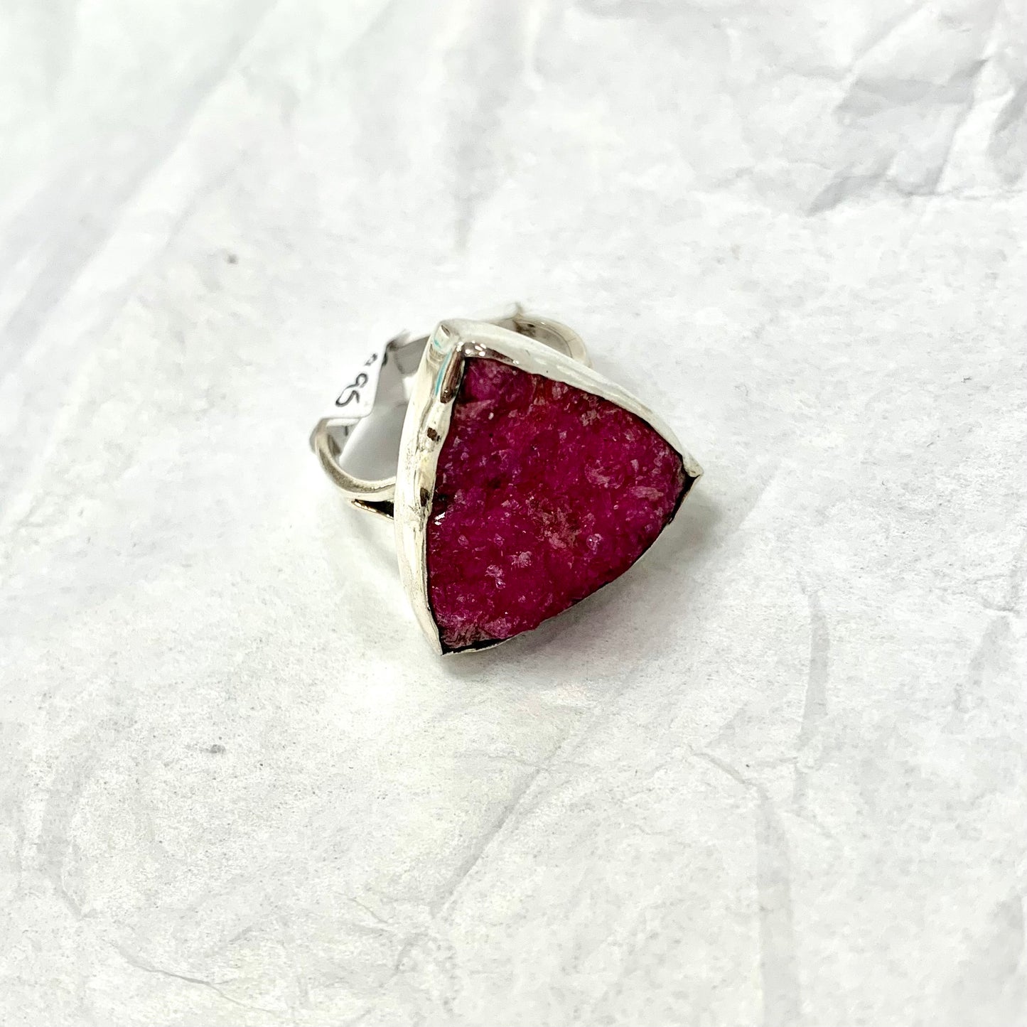 Rough Triangular Cobalto Calcite Ring size 8