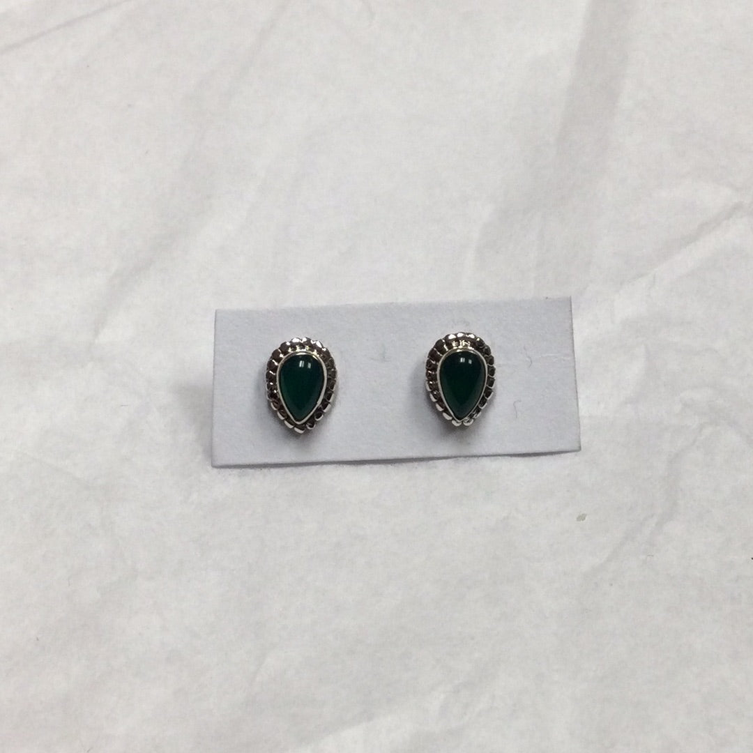 Teardrop Shaped Sterling Silver Crystal Stud Earrings