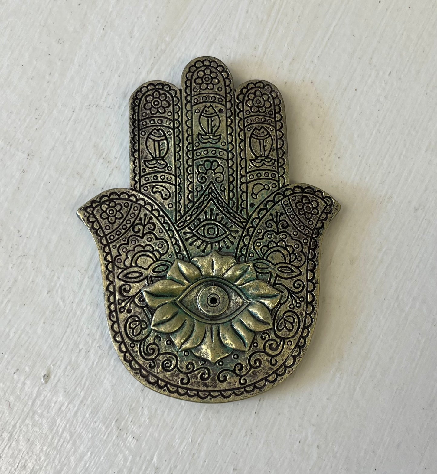 Hamsa Pewter Incense Holder