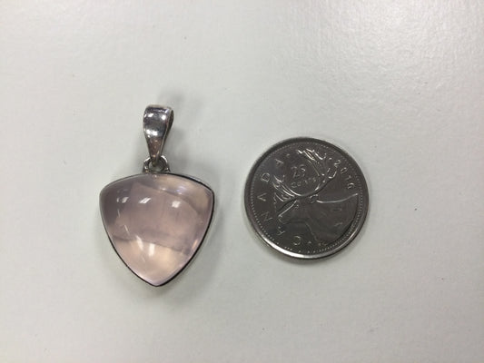 Polished Rose Quartz Pendant, Triangle with round points