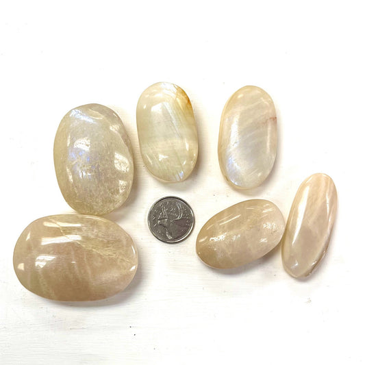 White Moonstone Palm Stones