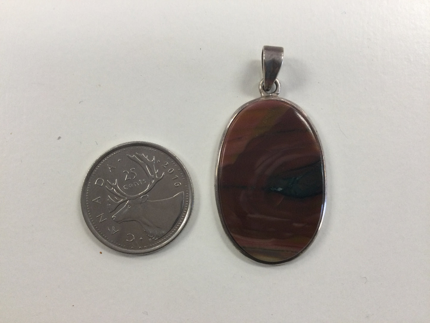 Polished Imperial Jasper Pendant, lg. oval