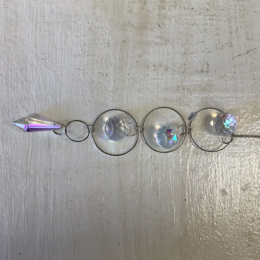 Suncatcher, Silvery, Three Sphere Prisms, Point Prism