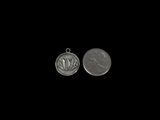 Antique (Plated) Lotus Charm Pendant