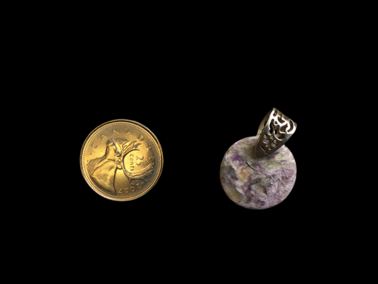 Charoite round pendant