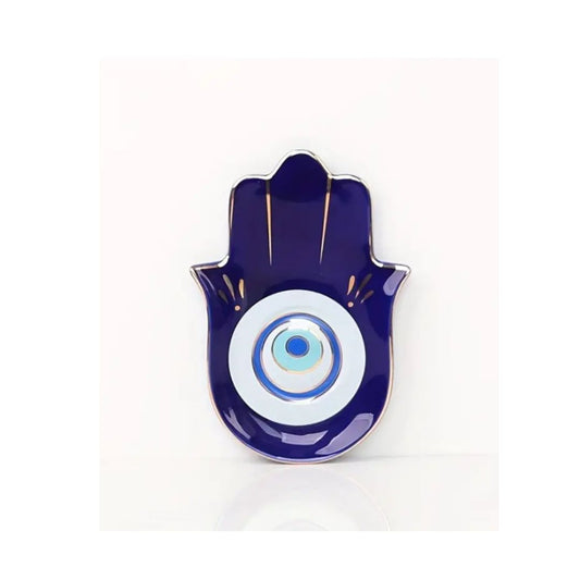 Blue Glass Hamsa Hand Plate