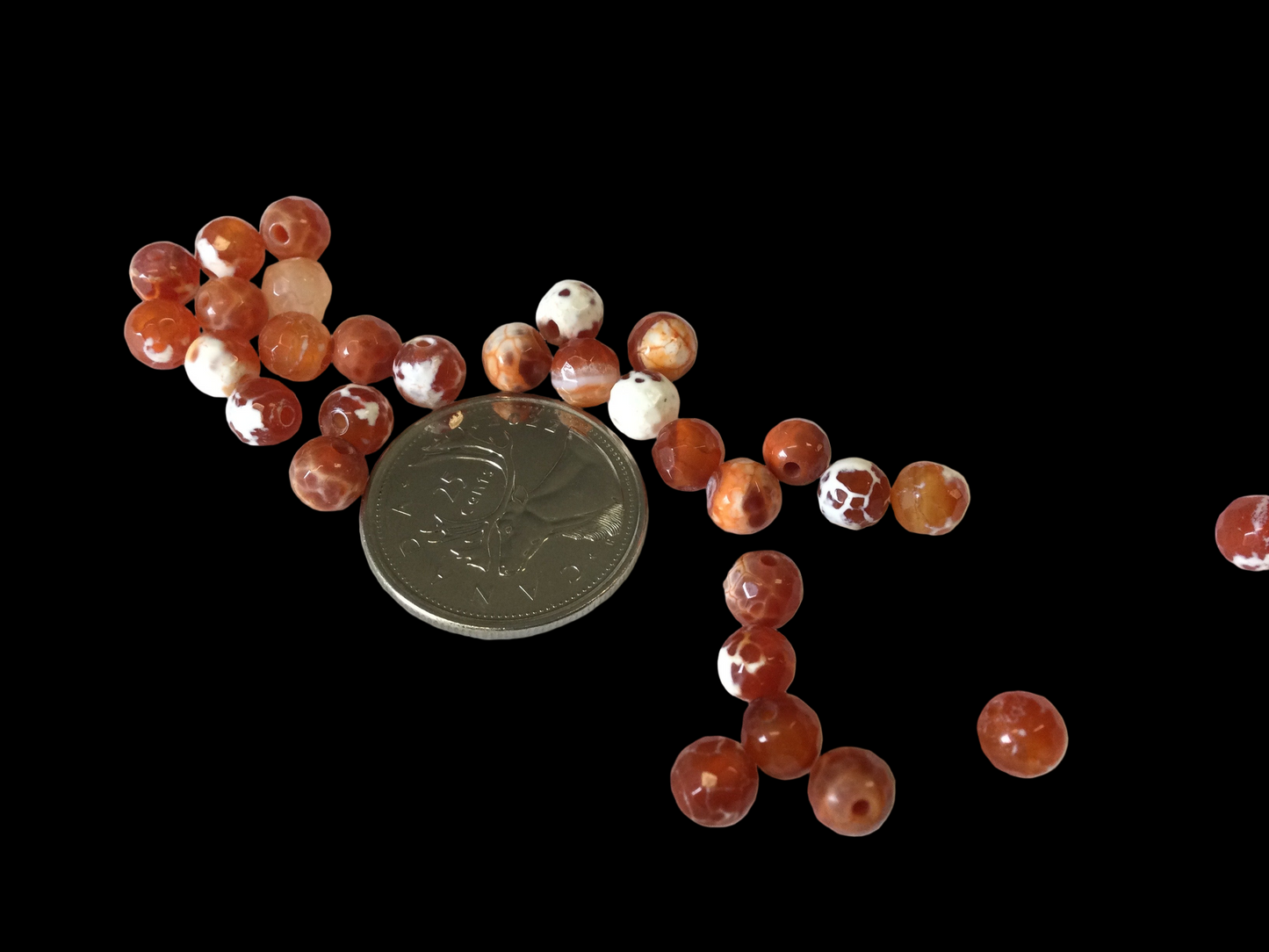 Faceted fire agate beads