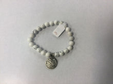 Load image into Gallery viewer, Howlite 8mm Bracelet with Pewter Charm
