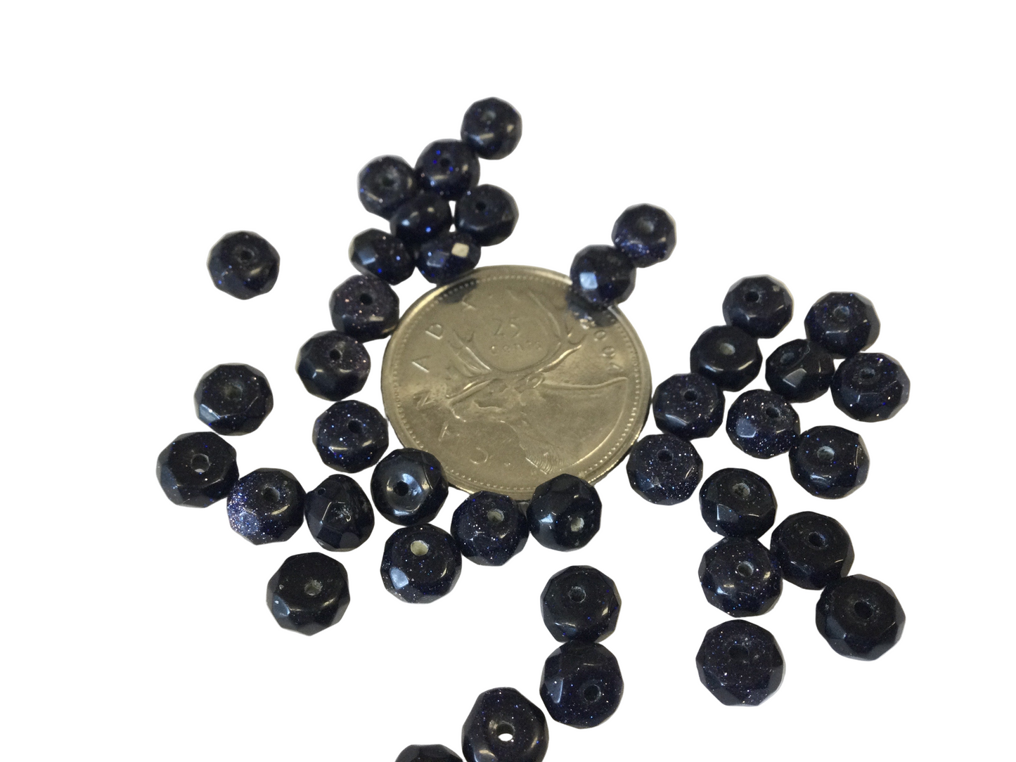 Faceted Blue Goldstone Rondelle