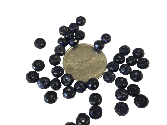 Faceted Blue Goldstone Rondelle