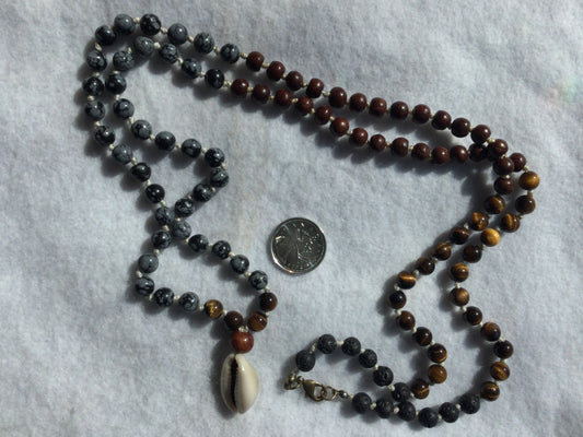 Tigers Eye and Cowrie necklace