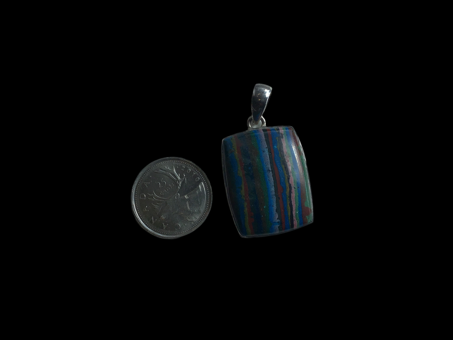 Rainbow Calcilica Pendant, rectangle