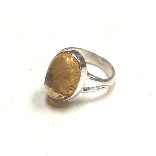 Oval Citrine Ring Set in Silver