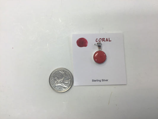 Round Red Coral Pendant