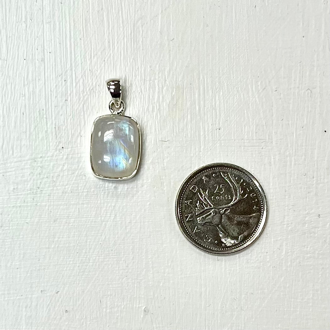 Rainbow Moonstone Pendants Set in Silver - High Grade