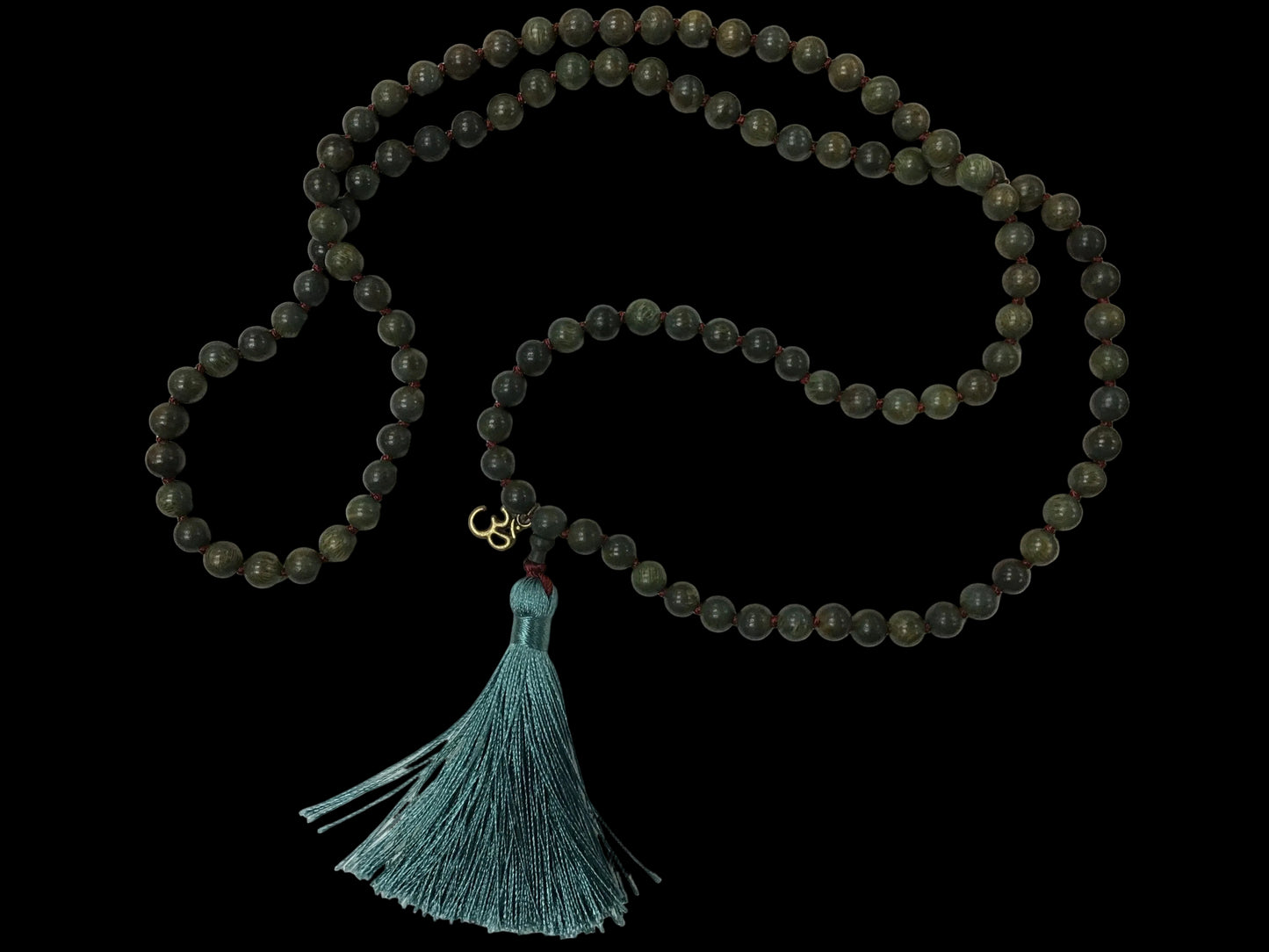 Green Mala with Teal Tassel
