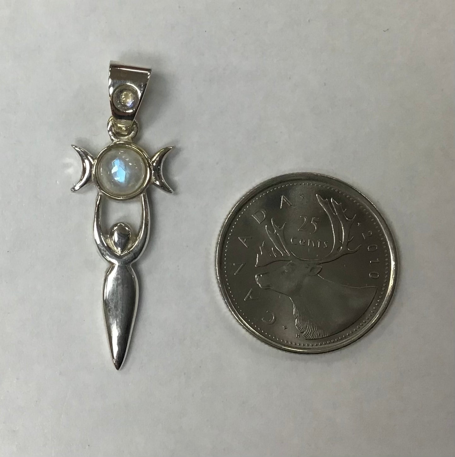 Gemstone Goddess Pendant, Silver