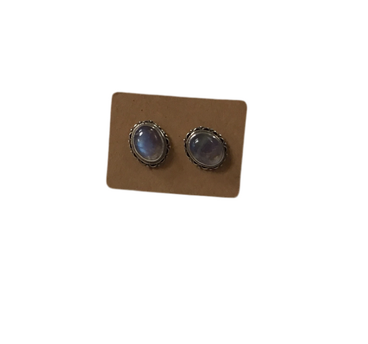 Oval Moonstone Studs