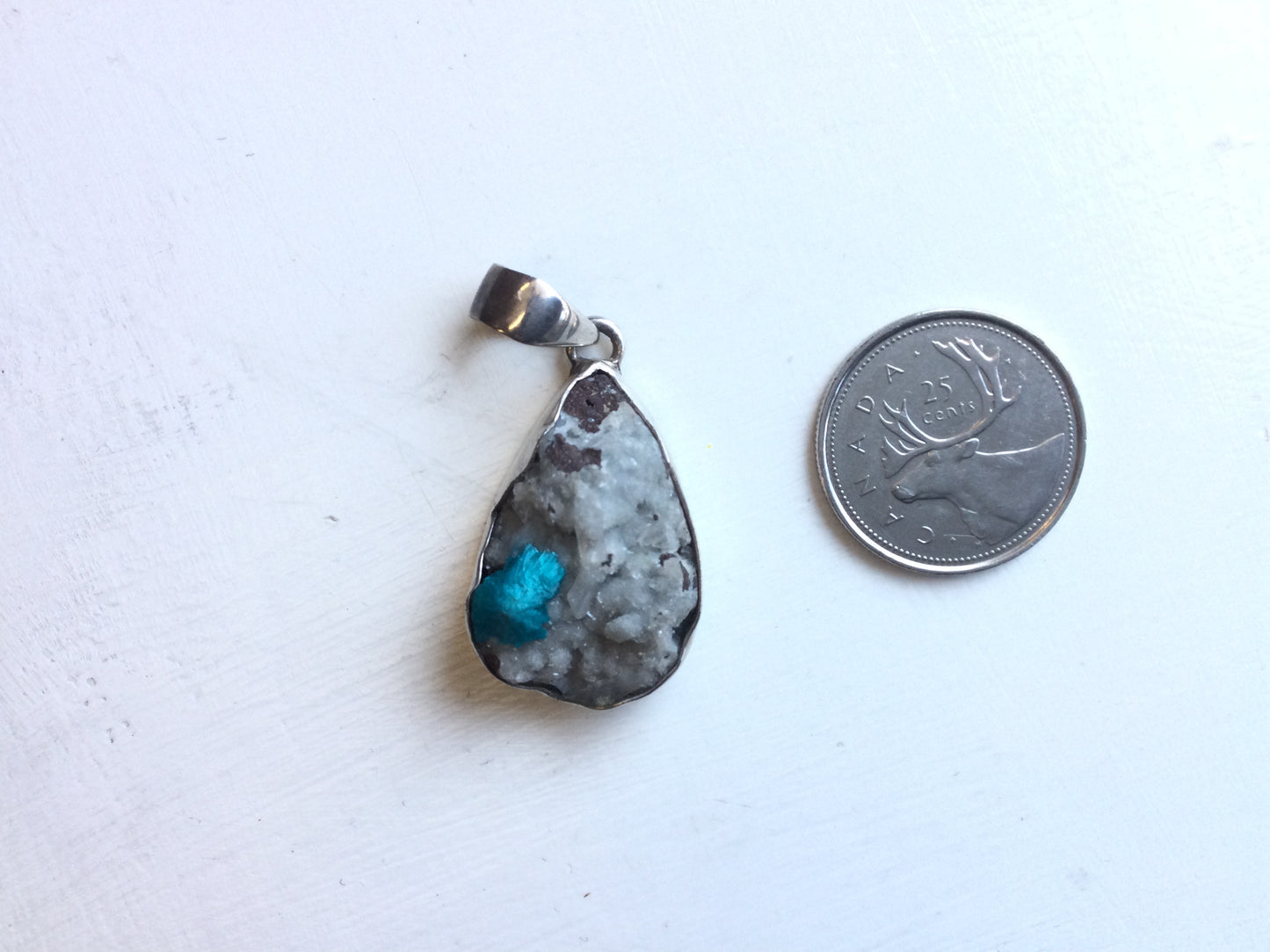Cavansite Rough Teardrop Pendant