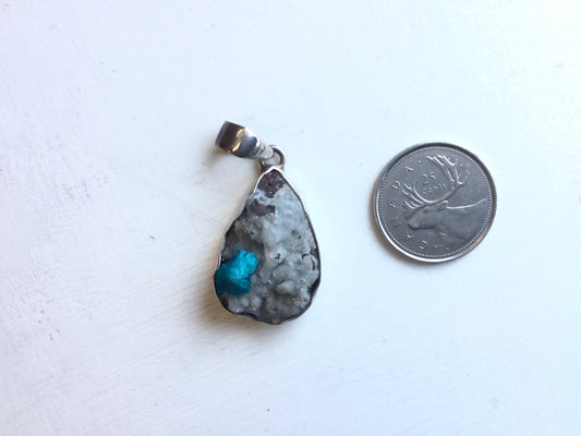 Cavansite Rough Teardrop Pendant