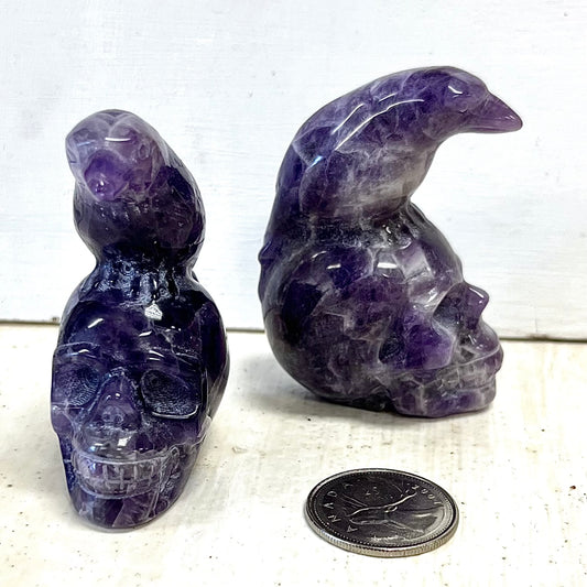 Amethyst Skull/ Raven 3"