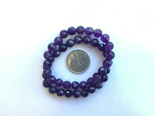8mm Faceted Amethyst Bracelet