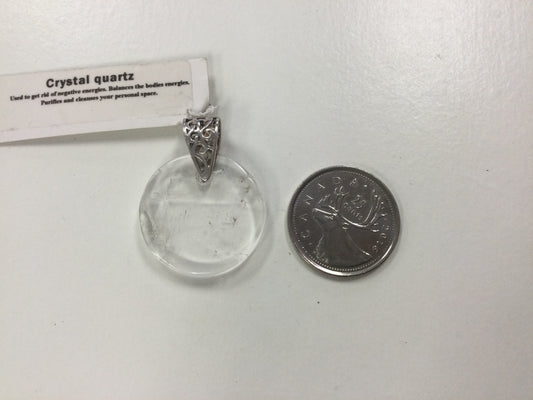 Polished Crystal Quartz, lg. circle and flat