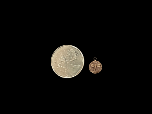 Small Circular Brass Dragonfly Charm