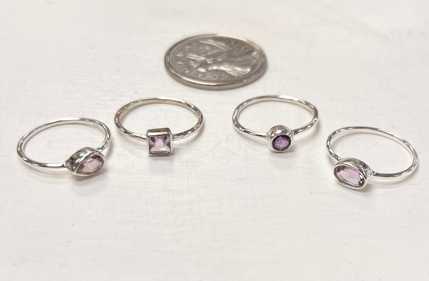 Simple Silver Faceted Amethyst Ring