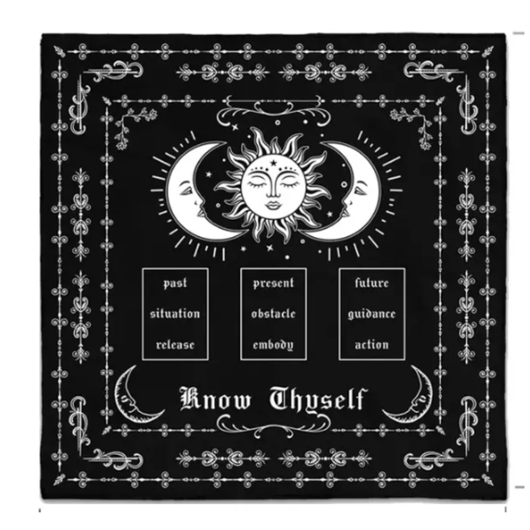 Know Thyself Tarot/Altar Tarot Cloth, Sun Moon
