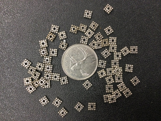 Square silver bead