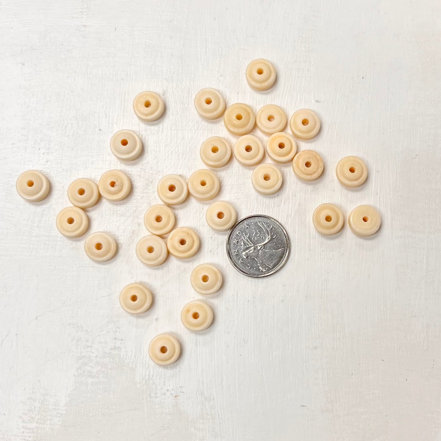 10mm Edged Rondelle Yak Bone Beads