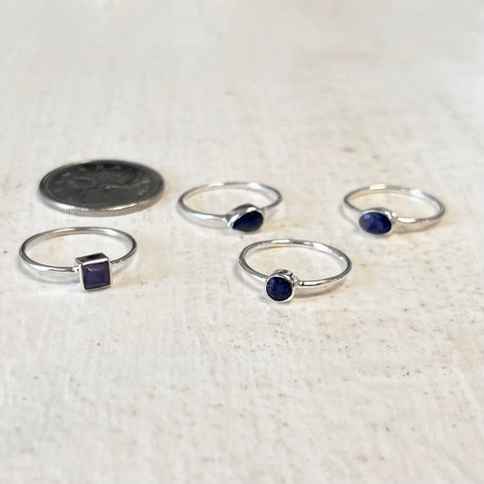 Simple Silver Faceted Iolite Rings