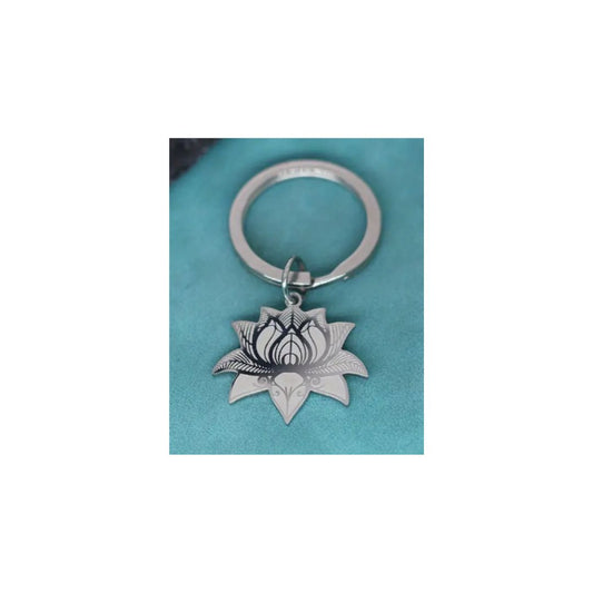 Stainless Steel Lotus Keychain