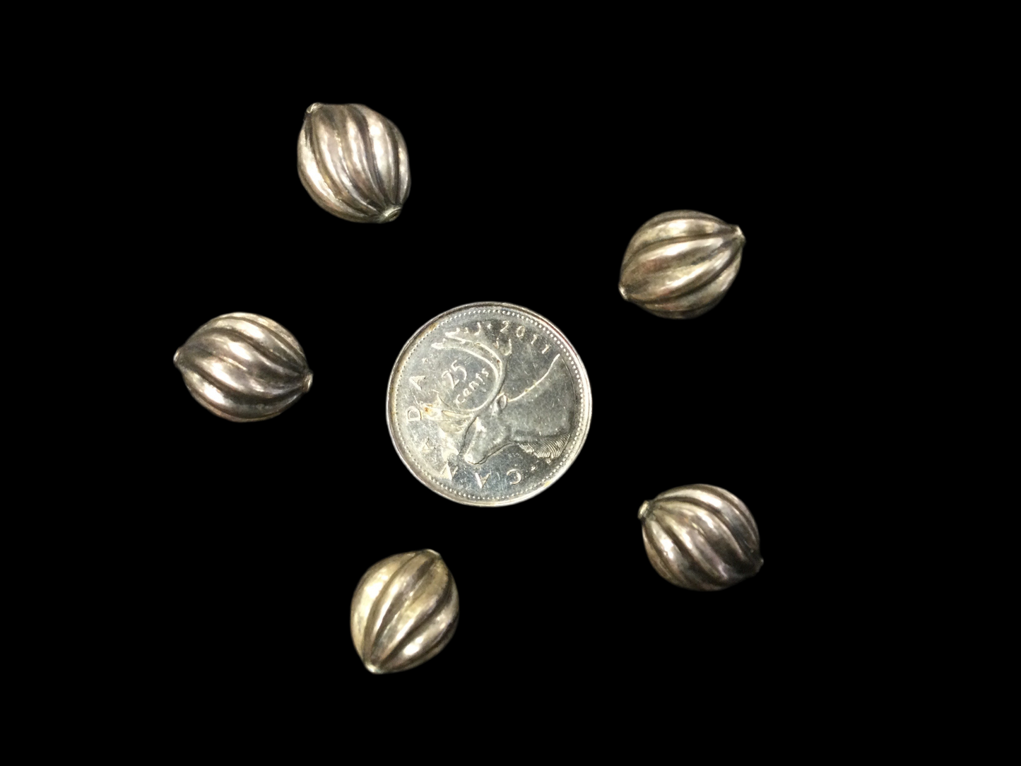1cm Fluted Silver Bead