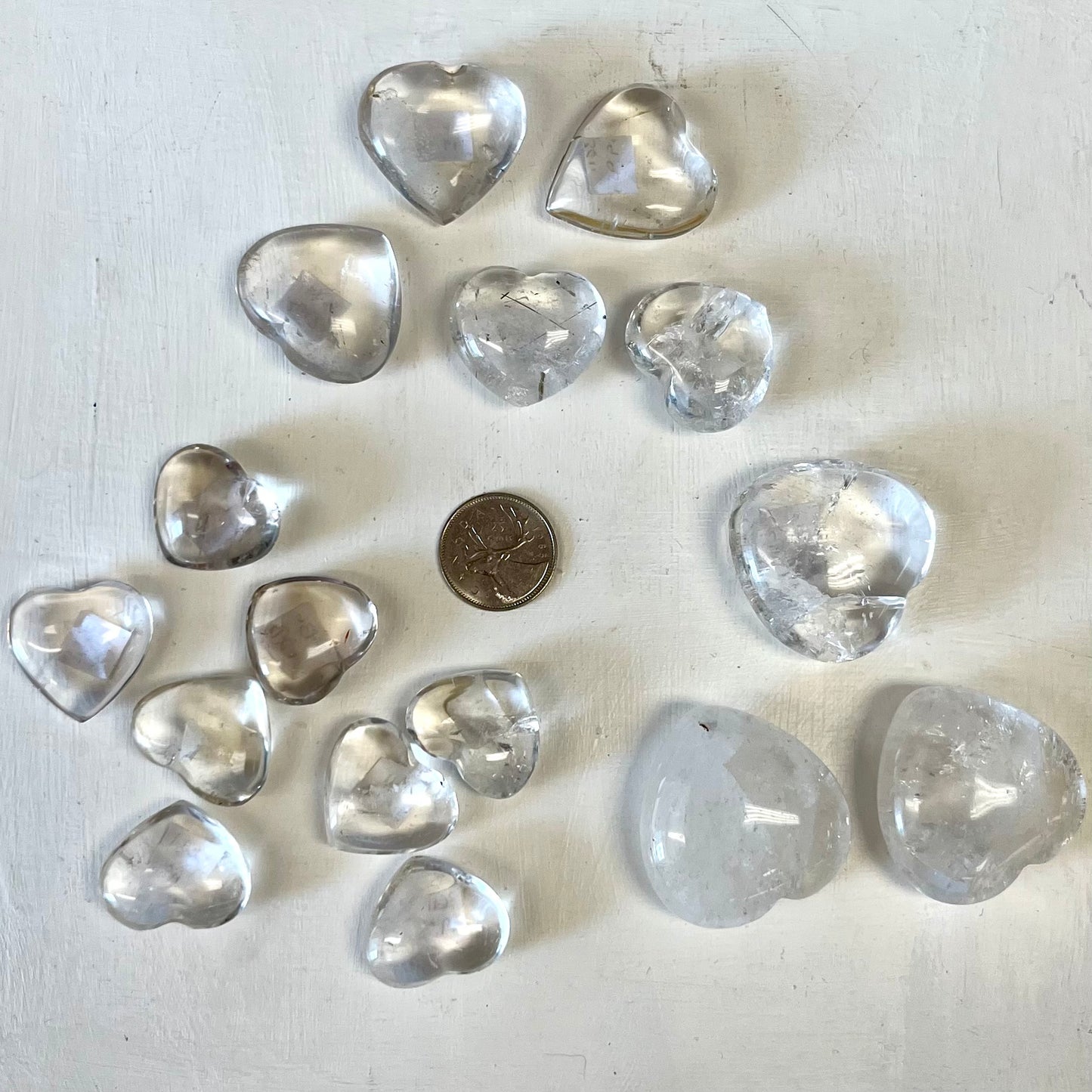 Clear Quartz Hearts