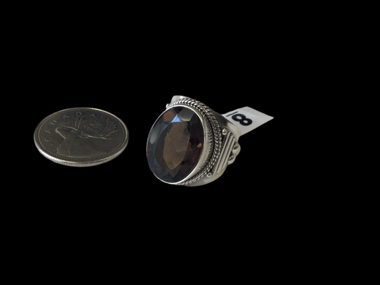 Ornate Large Oval Smoky Quartz Ring