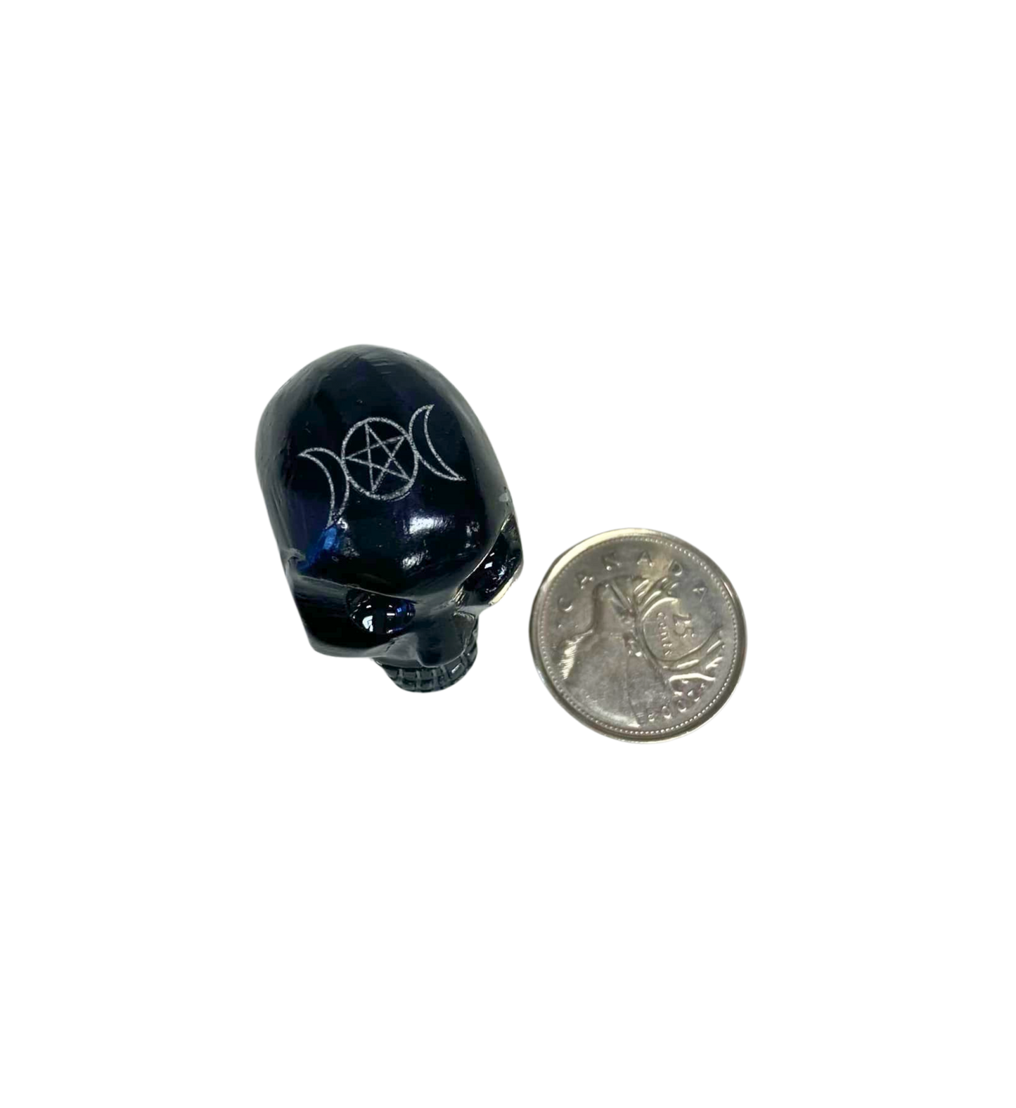 Onyx Skull with Moon and Pentacle Motif