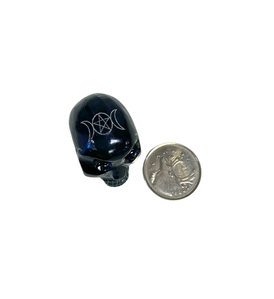 Onyx Skull with Moon and Pentacle Motif