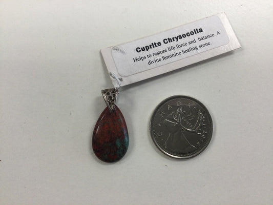 Cuprite Chrysocolla Pendant, teardrop