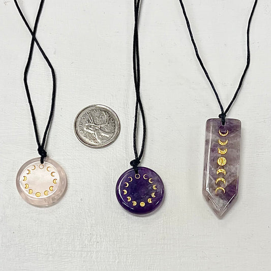 Crystal Moon Phases Corded Necklace