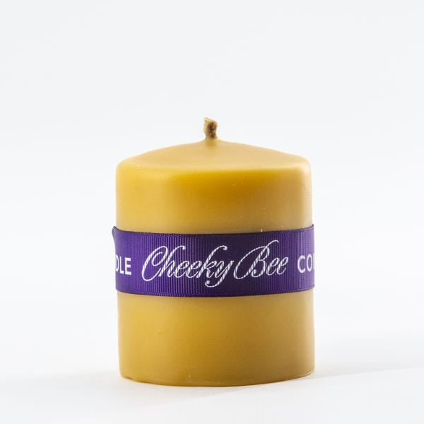 Gold Pillar Beeswax Candle, 3x3