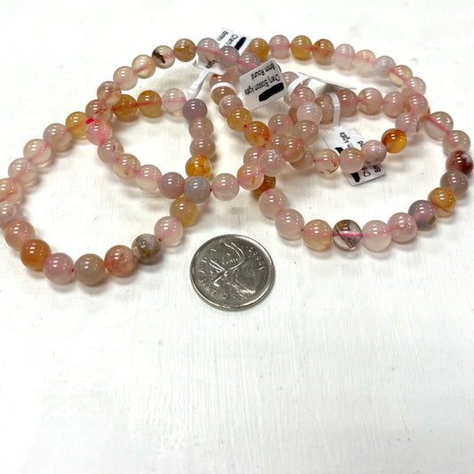 Cherry Blossom Agate Bracelet - 8mm