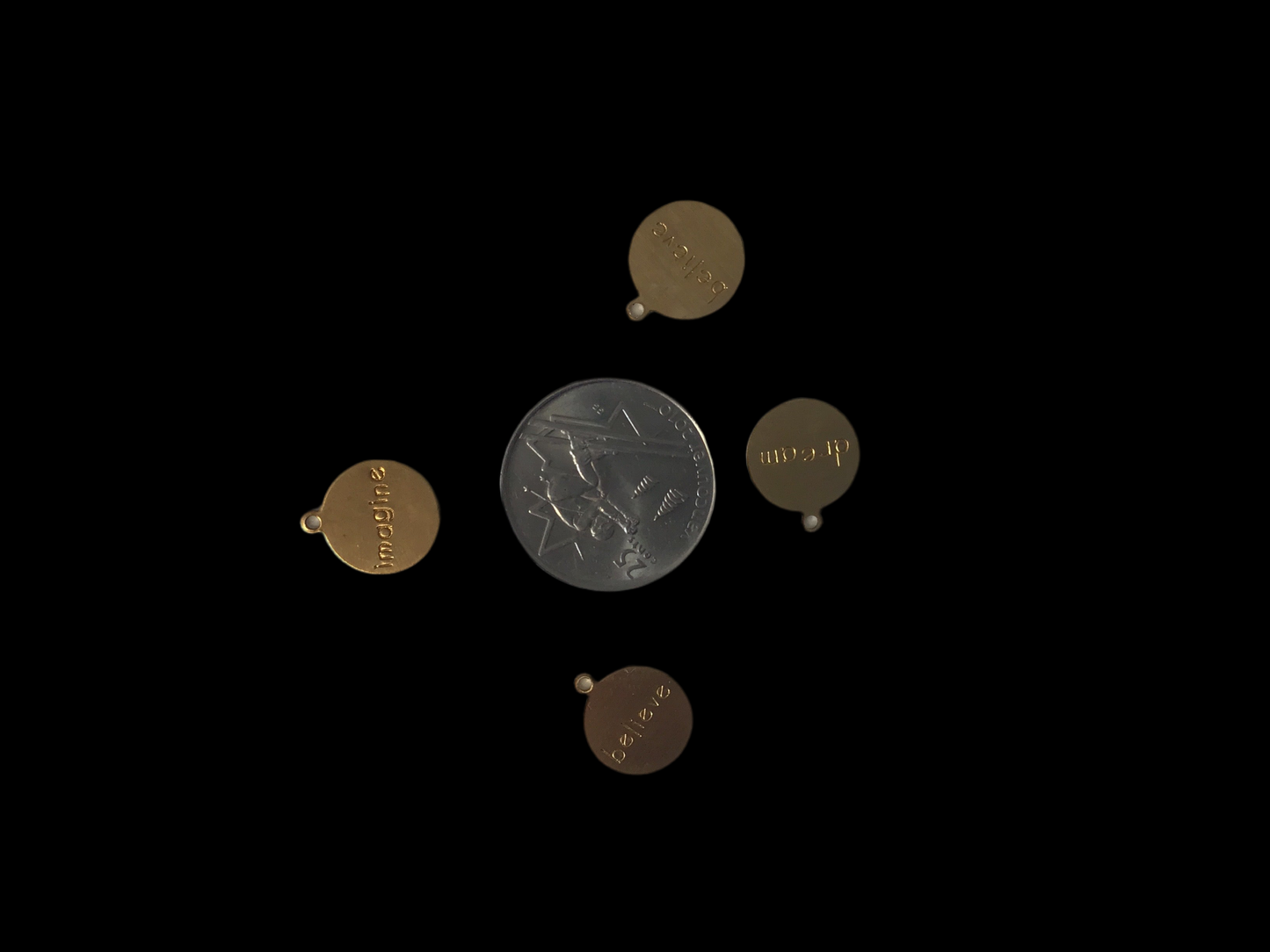 Brass Phrase Round Charm