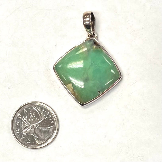 Large Green Chalcedony Square Pendant 35mm