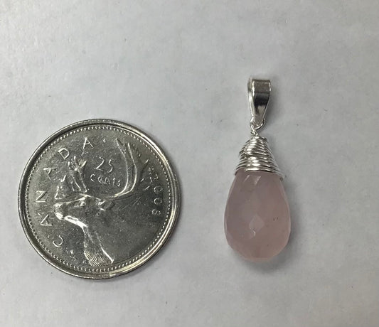 Faceted Drop Rose Quartz Pendant