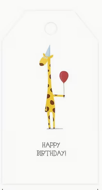 Giraffe Happy Birthday Gift Tag
