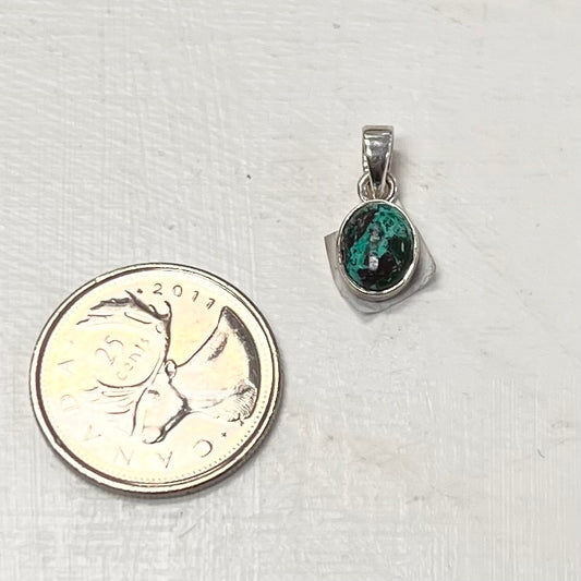 Chrysocolla Pendant 10mm Set In Silver