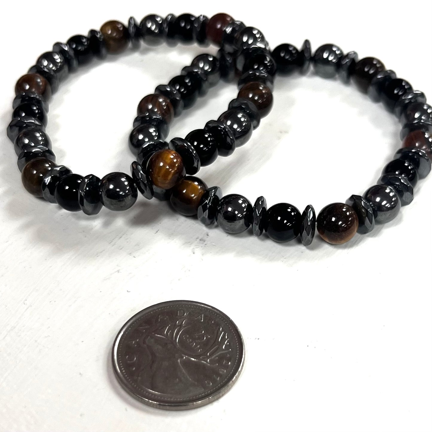 Protection Bracelet 8mm - Terahertz, Hematite, Obsidian, Tiger Eye